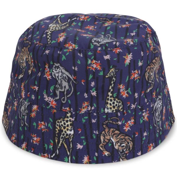 Girls Navy Printed Hat Discount