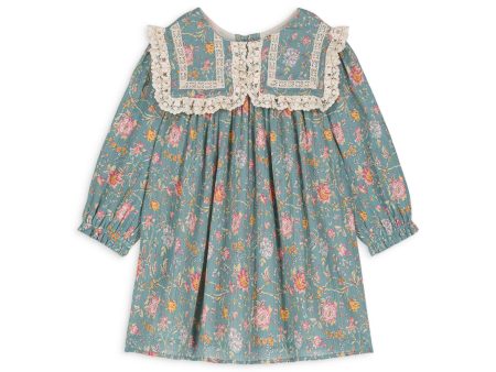 Girls Green Flowers Cotton Dress Hot on Sale