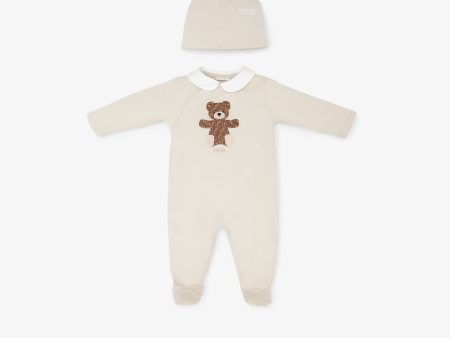 Baby Boys & Girls Beige Printed Cotton Babysuit Set Fashion