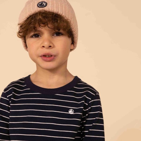 Boys Navy Stripes Cotton T-Shirt Online