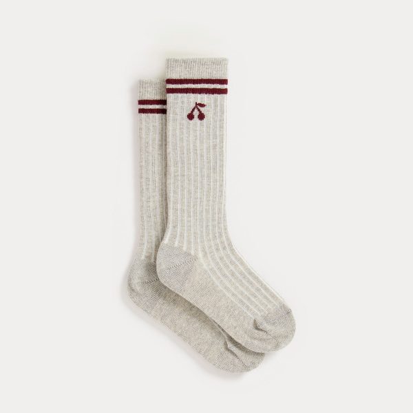 Girls Beige Logo Cotton Socks For Sale