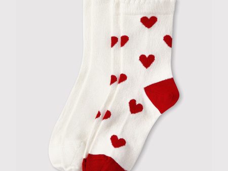 Girls White Heart Cotton Socks( 2 Pack) Supply