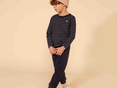 Boys Navy Stripes Cotton T-Shirt Online