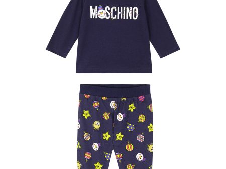 Baby Boys & Girls Blue Logo Cotton Set For Discount