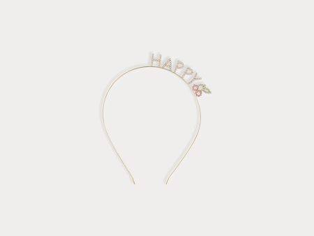 Girls White  Happy  Headband Sale