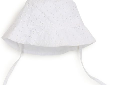 Girls White Embroidered Sun Hat Cheap