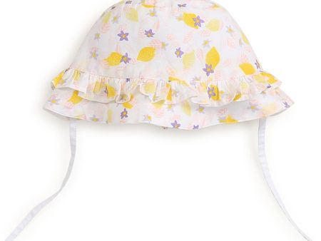 Girls White Printed Sun Hat on Sale