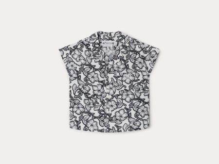 Baby Boys & Girls Black Flowers Cotton Shirt Online