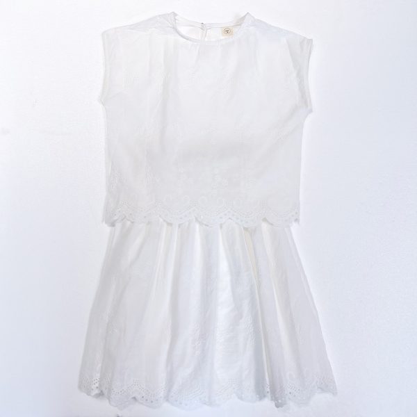 Girls White Embroidered Cotton Dress Hot on Sale